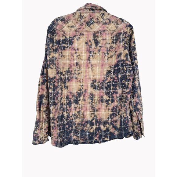 Dickies Women’s Size XL Bleached Plaid Button-Up Long Sleeve Work Shirt - Picture 4 of 5